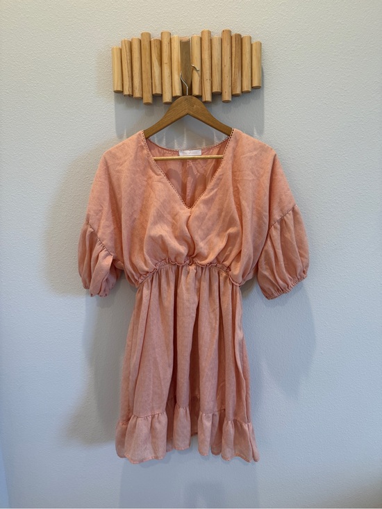 Ces Femme Dresses & Skirts - Ces Femme Peach Puff Sleeve Mini Dress